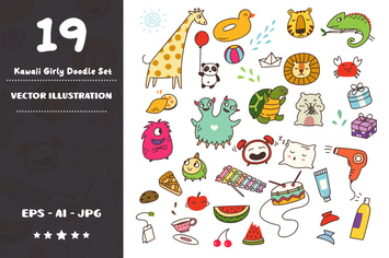 Kawaii Girly Doodle Set