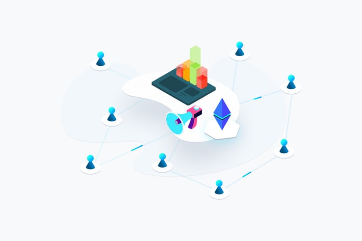Blockchain Platform Social Marketing Isometric