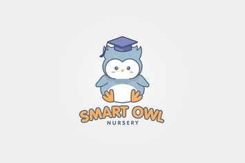 Cartoon Cute Smart Owl Mascot Logo