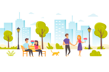 People Lovers in Park Flat Scene Situation
