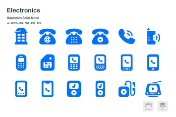 Electronics Roundies Solid Glyph Icons