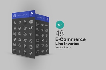 48 Ecommerce Line Inverted Icons