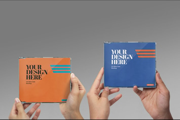 Hands Holding CD Case Mockup Slim