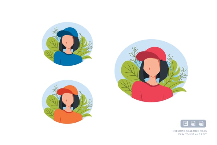 Girl Hat - Avatar Ilustration Template
