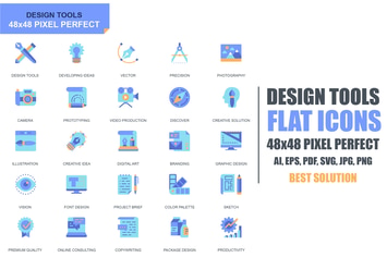 Simple Set Design Tools Flat Icons