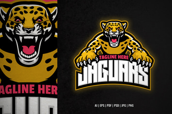 Crouching Jaguar Mascot Sport Logo