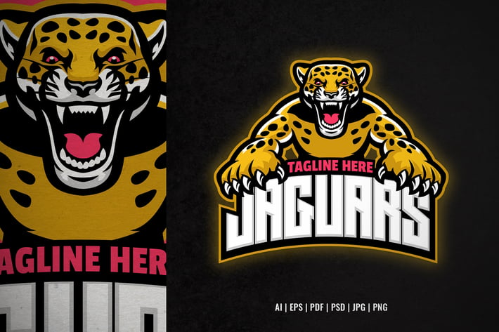 Crouching Jaguar Mascot Sport Logo