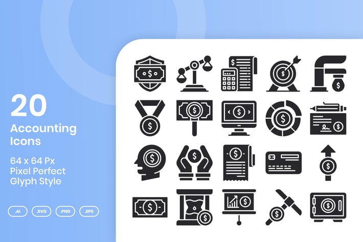 20 Accounting Icons Set - Glyph