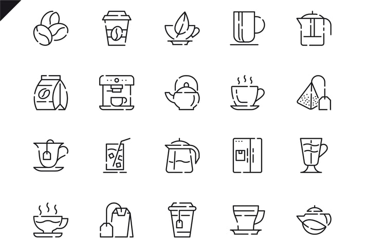 Simple Set Coffee and Tea Line Icons