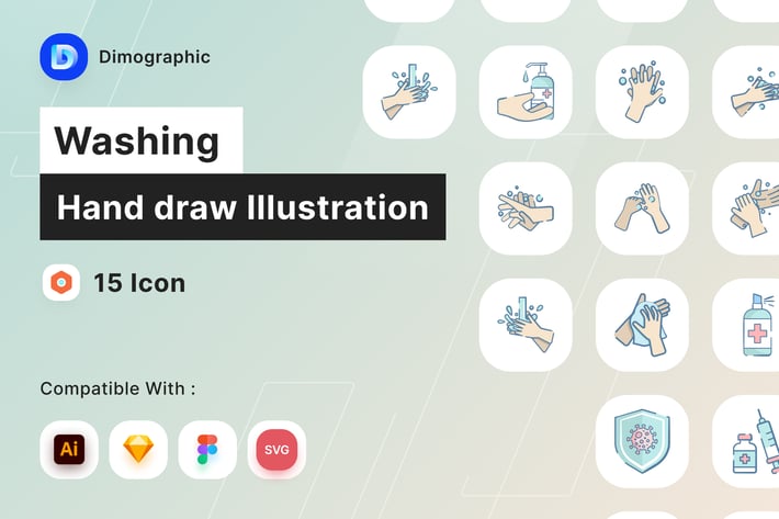 Washing Hand Draw Illustration
