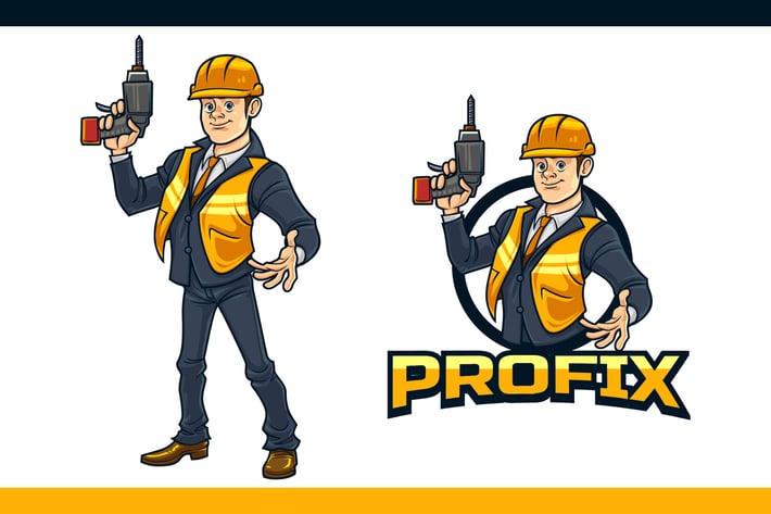 Cartoon Professional Handyman Mascot Logo