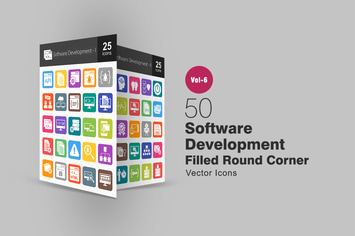 50 Software Development Filled Round Corner Icons