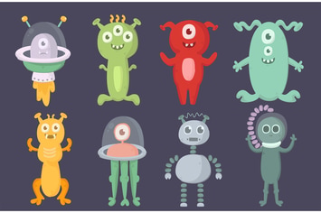 Alien Cartoon Characters Illustration