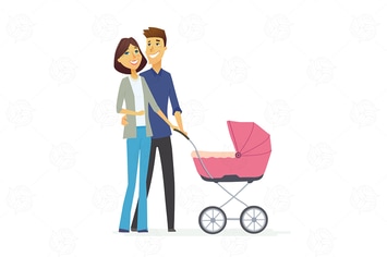 Family - colored modern flat illustration 