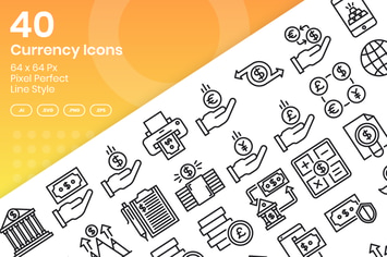 40 Currency Icons Set - Line