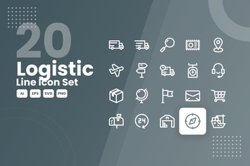 20 Logistic Line Icon Set