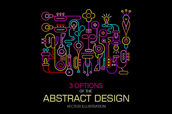 Abstract Art Neon Colors Vector Design (3 Options)