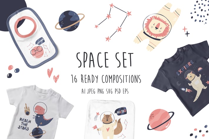 Space Collection of Designs  with Animals