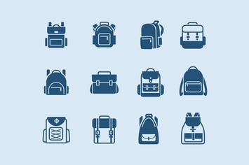 12 School Backpack Icons