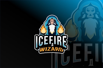Icefire wizard Esport Logo Template