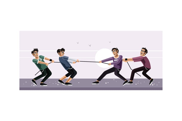 Tug of war vector graphics illustration