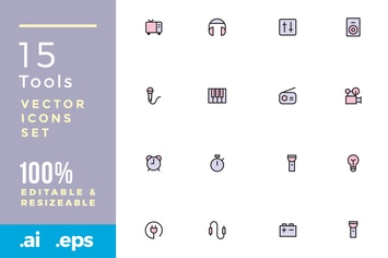 15 electric tools vector icons