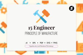 15 Engineer elements in flat design