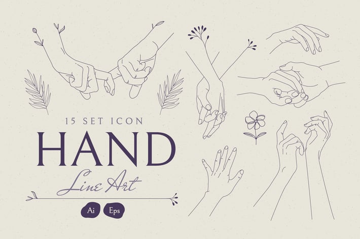 Hand Line Art Set Icon