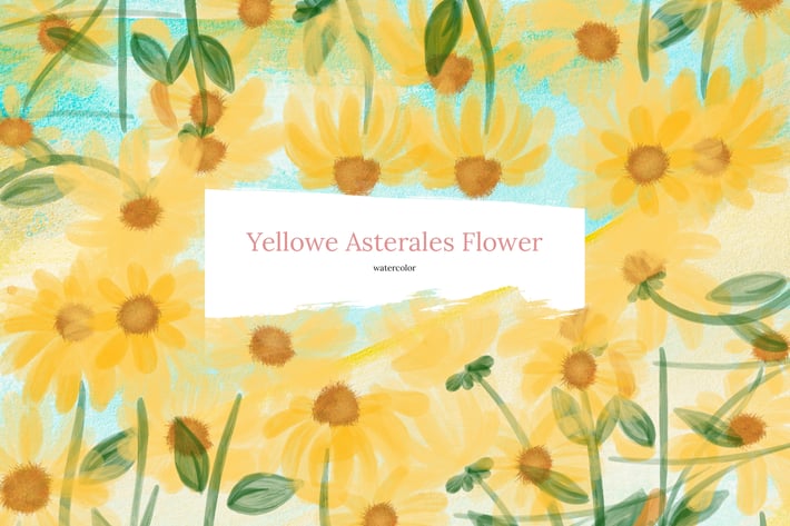 10 Watercolor Blue Yellowe Asterales Flower