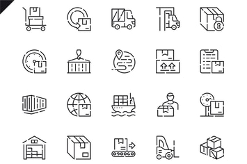 Simple Set Package Delivery Line Icons