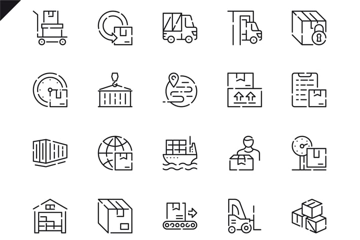 Simple Set Package Delivery Line Icons