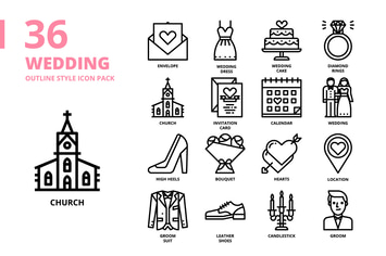 Wedding Outline Style Icon Set