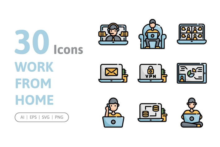 30 Work From Home Icons
