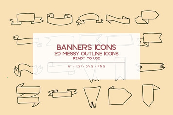 Banners outline Icons Set