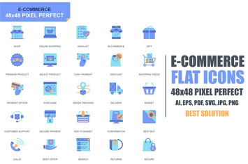 Simple Set E-Commerce and Shopping Flat Icons