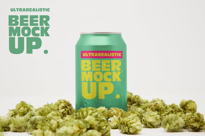 Front Hop Beer Can Mockup