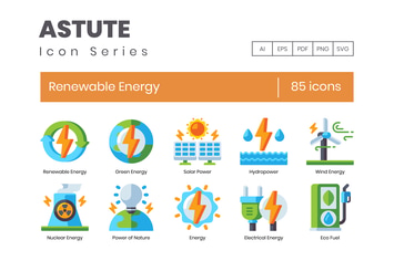 85 Renewable Energy Icons