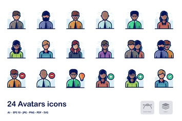Avatars Detailed filled outline icons