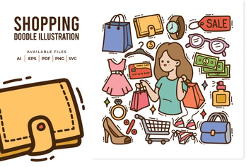 Shopping Doodle Illustration