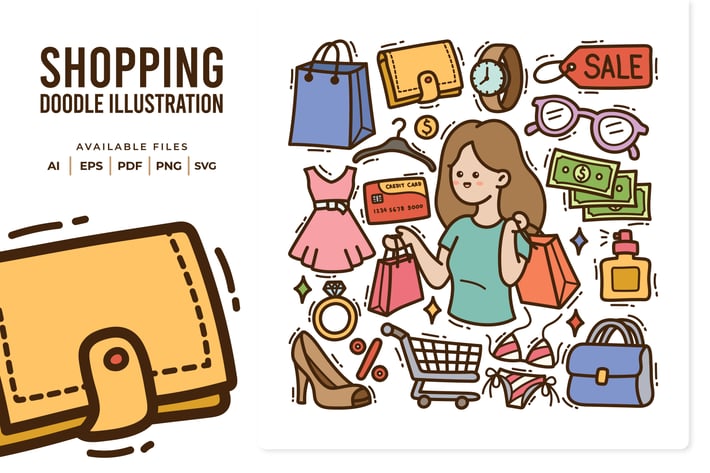Shopping Doodle Illustration
