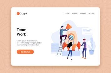 Team Work flat concept for Landing page