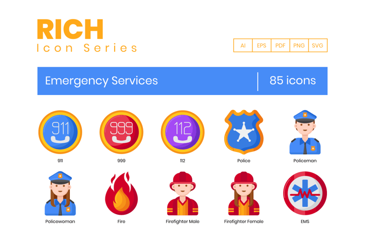 85 Emergency Services Icons