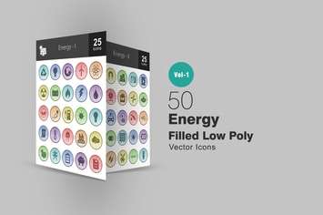 50 Energy Filled Low Poly Icons
