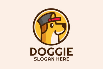 Cartoon Dog Wear a Hat Logo Design