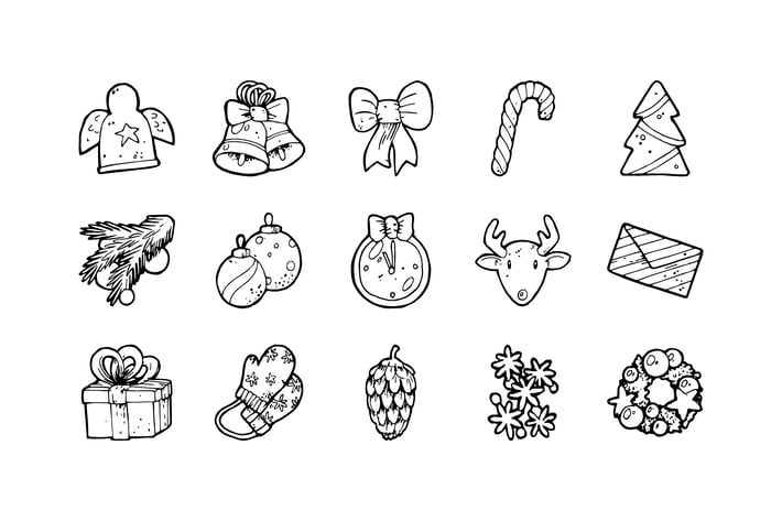 53 Christmas Hand-drawn Icons