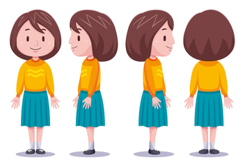 Cute girl character in different poses #1