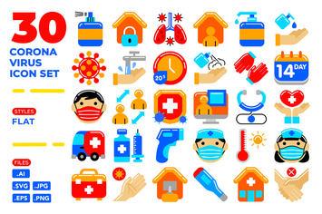 Coronavirus Icon Set (Flat)