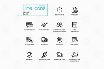 Delivery - modern vector single line icons set