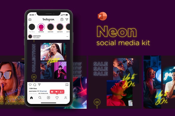 Neon Social Media Kit - PowerPoint