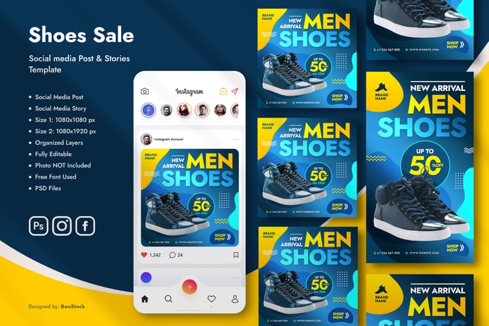 Men Shoes Sale Social Media Template